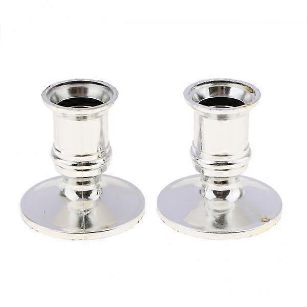 14X 2pcs Plastic Pillar Candle Base Electronic Taper Candle Stand Base Silver