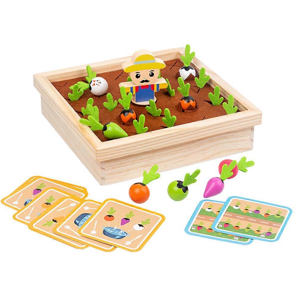 Suitable for Preschoolers  Pulling Carrot Wooden Toy with  Round and Smooth for Touch Develop Hand-eye Coordination Multicolor