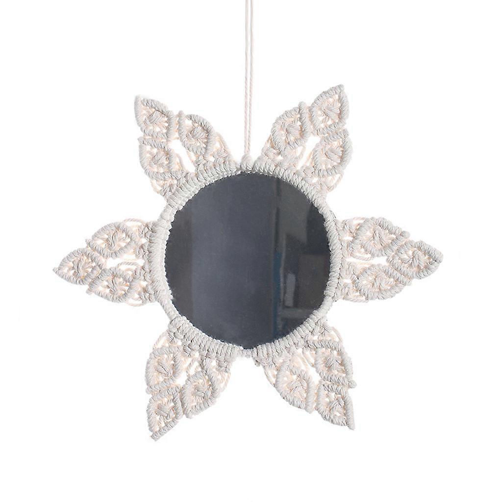 Hanging Wall Mirror Bohemia Macrame Mirrors Handmade Flower Makeup Mirrors Decor Multicolor