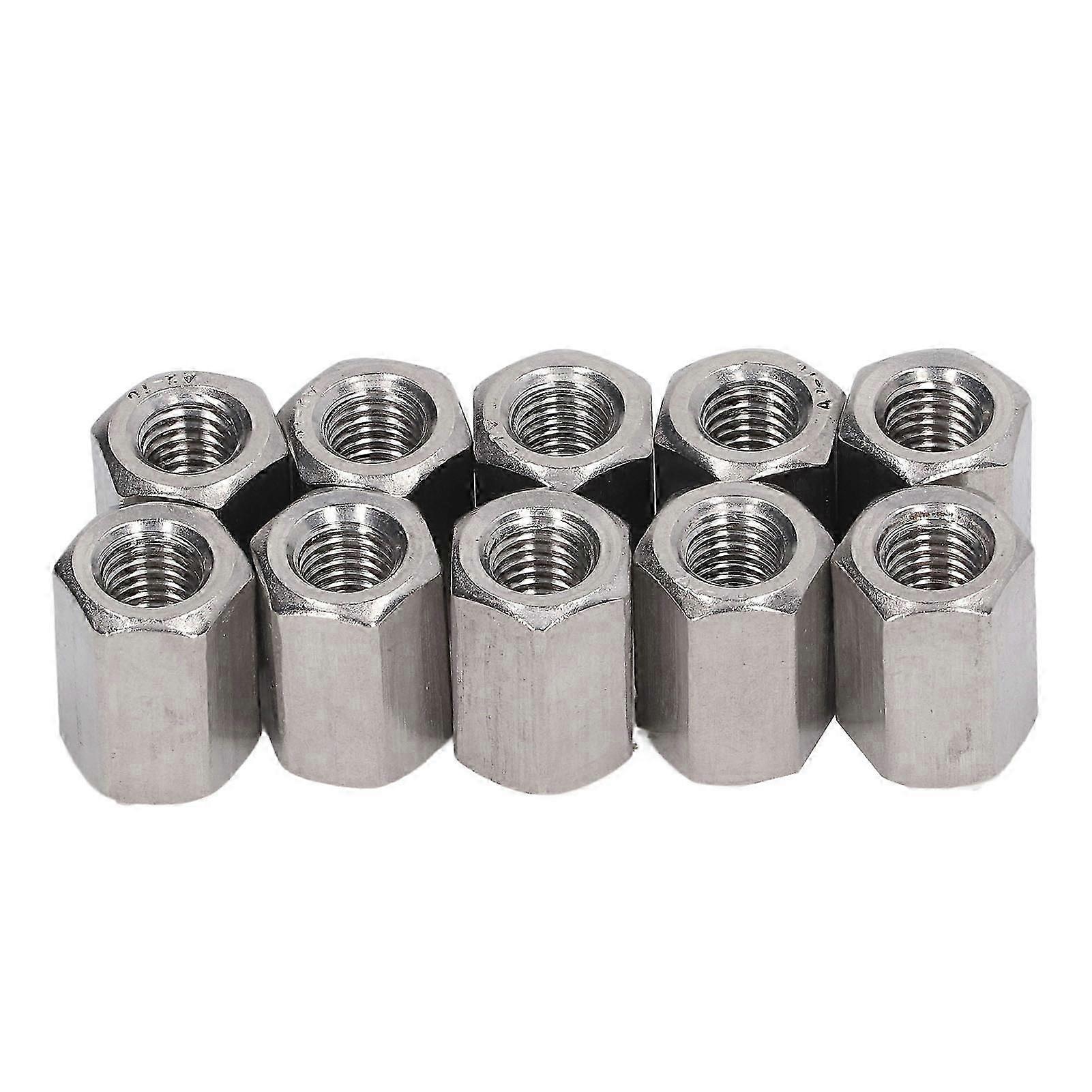 10PCS Hex Coupling Nuts 304 Stainless Steel Long Rod Coarse Hex Connection Nut M10 Thread