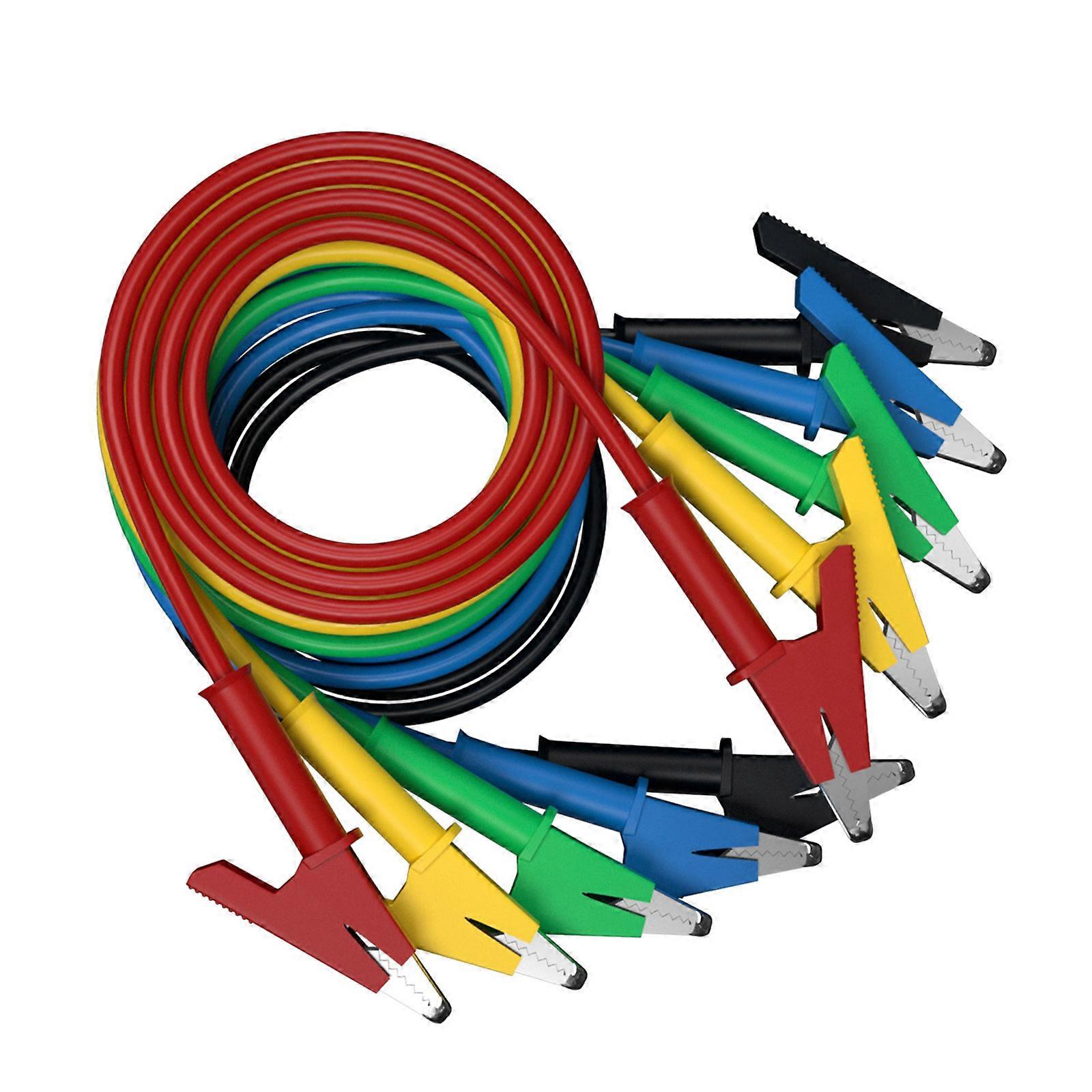 Pack of 5 Heavy Duty Alligators clip Test Leads 1meter Flexible Wire Double Ended Alligators for Electrical Testing