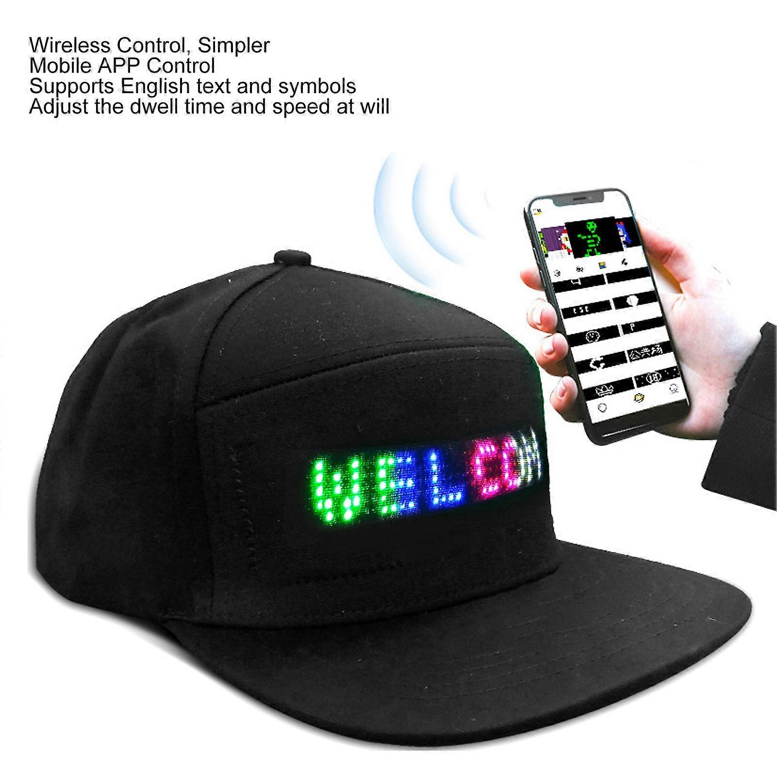 Programmierbare Kappe 16x32 Punkte Farb-LED-Bildschirm BT Mobile APP-Steuerung Editierbarer Baumwoll-Smart-Hut Einstellbare Größe