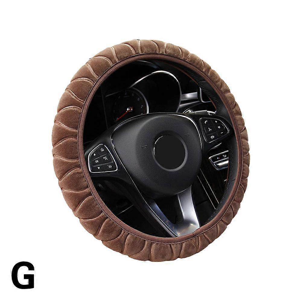 Brown-XSM(G)$Cross-border Xinyu super soft three-dimensional plush car steering wheel cover AliExpress winter warm no inner ring elastic handle cover