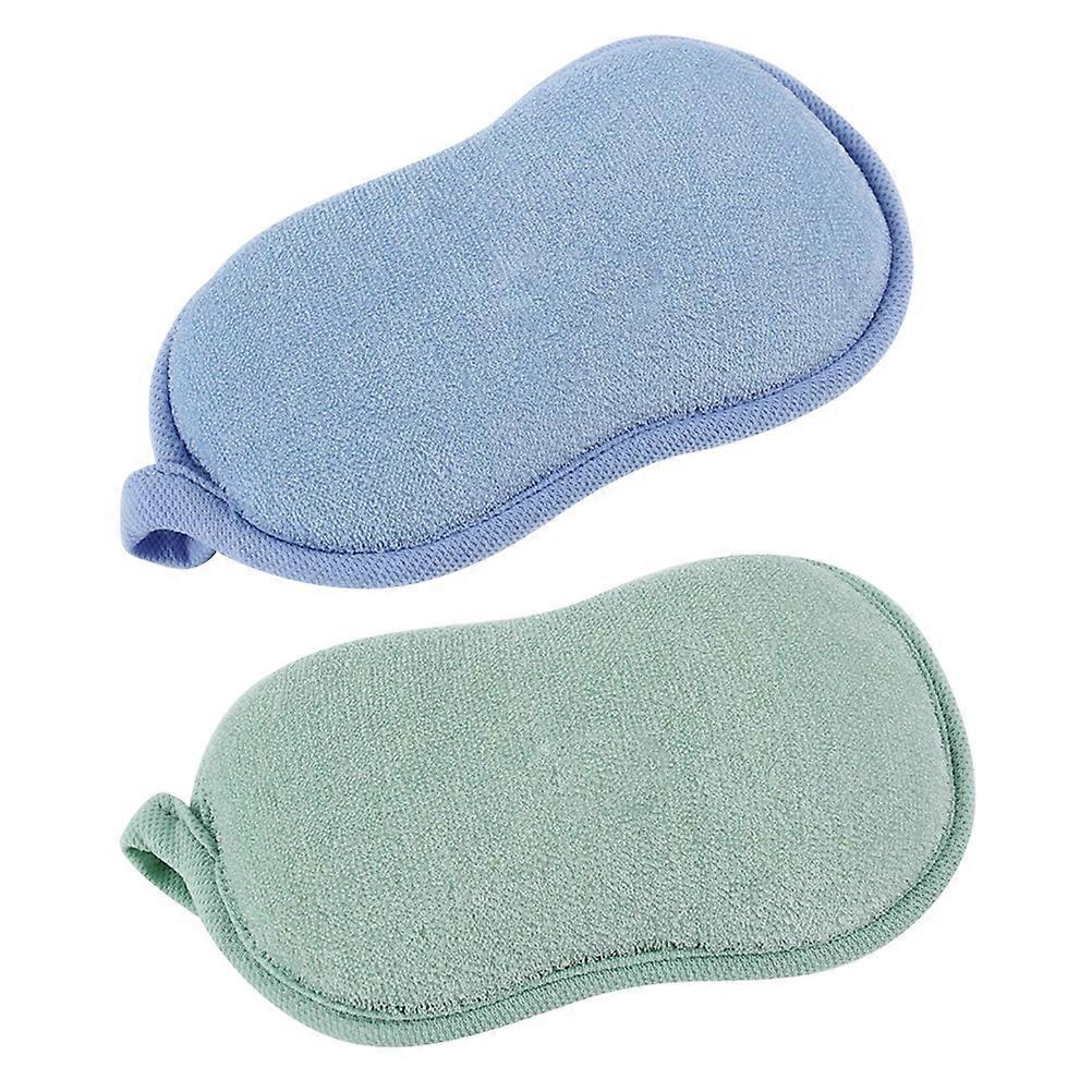 Bath Sponge Shower Ball Pack of 2 Soft Gentle Cleansing Fiber Sponge for Skin Health, Moisturizing Design, Easy Use, Durable Green Blue