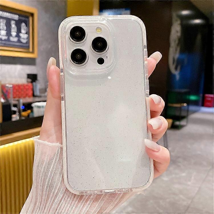 Compatible For iPhone 15 Pro Max Cear Case Glitter Powder PC+TPU Drop Protection Protective Shell