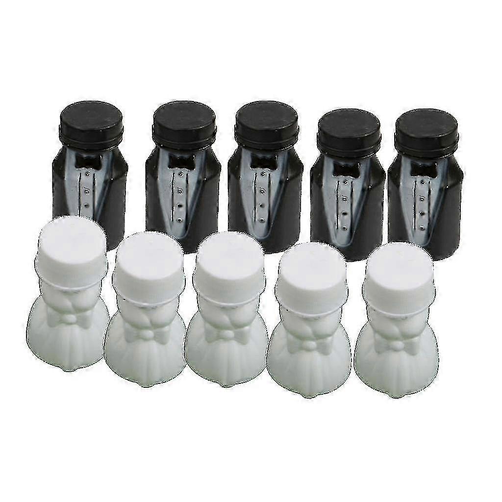 ウェディングバブルボトルセット - 新郎新婦のための24pcs (ホワイト&ブラック)