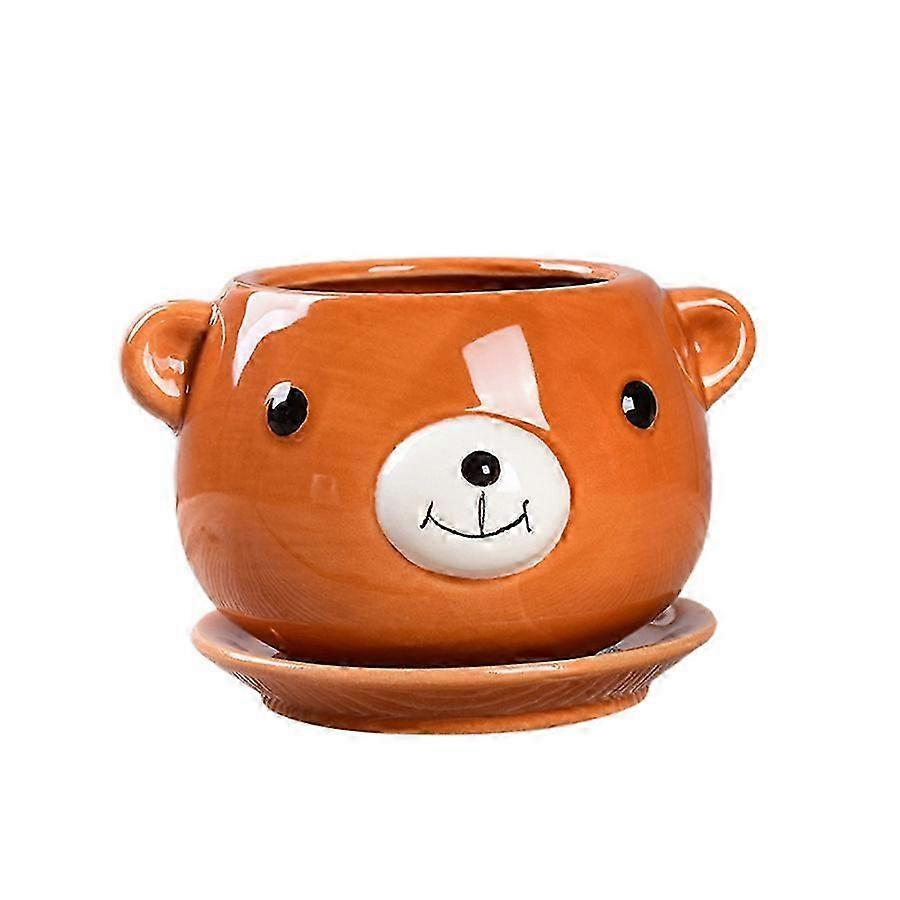 Bear Design Ceramic Planter Pot with Drainage for Succulents 2025