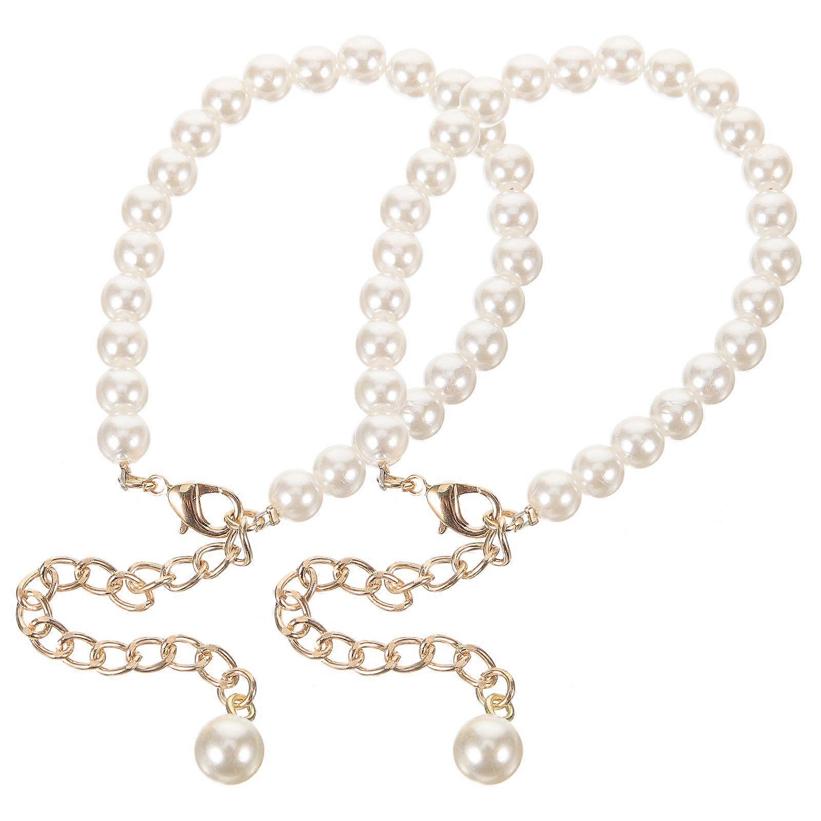 Pearl Ankle Straps For Heels Prevent Dropping Out Chain Shape Dancing 2Pcs