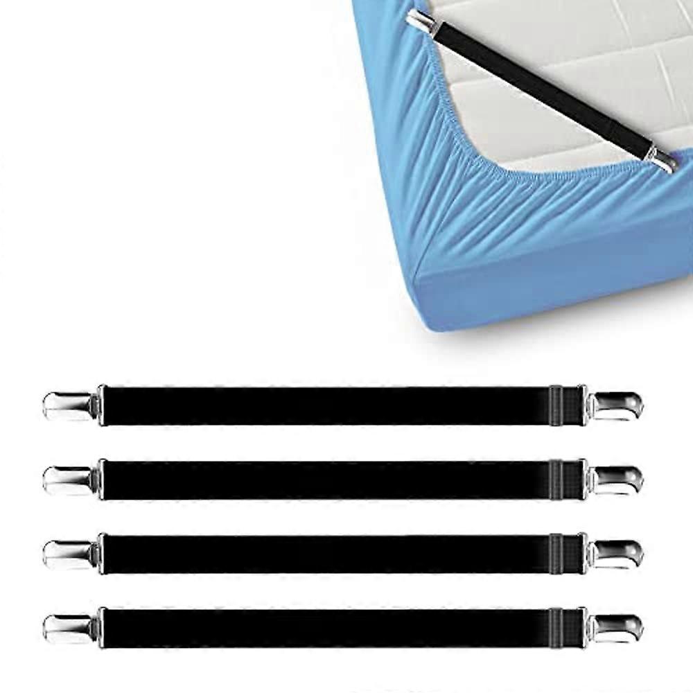 Bed Sheet Fastener Adjustable Heavy Duty Bed Sheet Holder Straps Fitted Sheet Pack of 4 Triangle Elastic Bed Sheet
