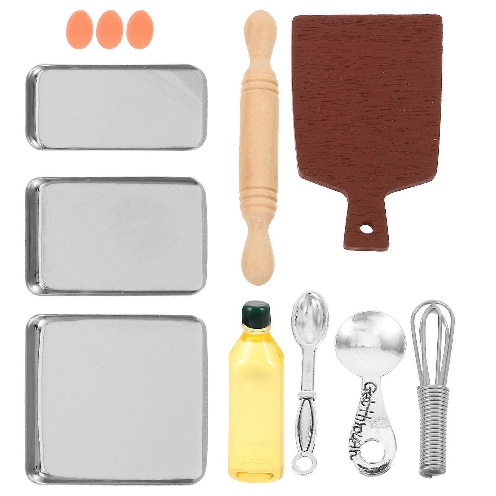Miniature Baking Tools Tiny Baking Kit Doll House Mini Kitchen Props Assorted Color 2.50X2.50X2.00CM Baking Simulation 1Set
