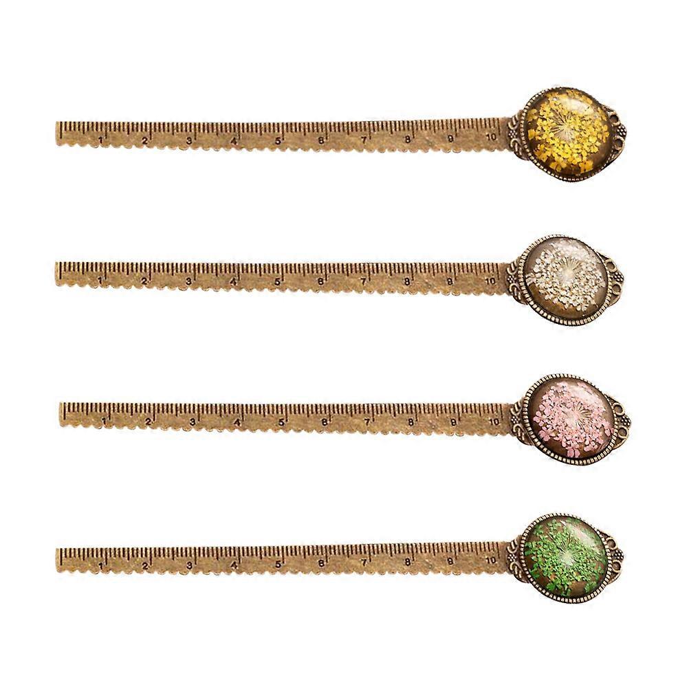 Bookmark Metal Bookmark Ruler for 4Pcs Colorful Flower Book Page Marker