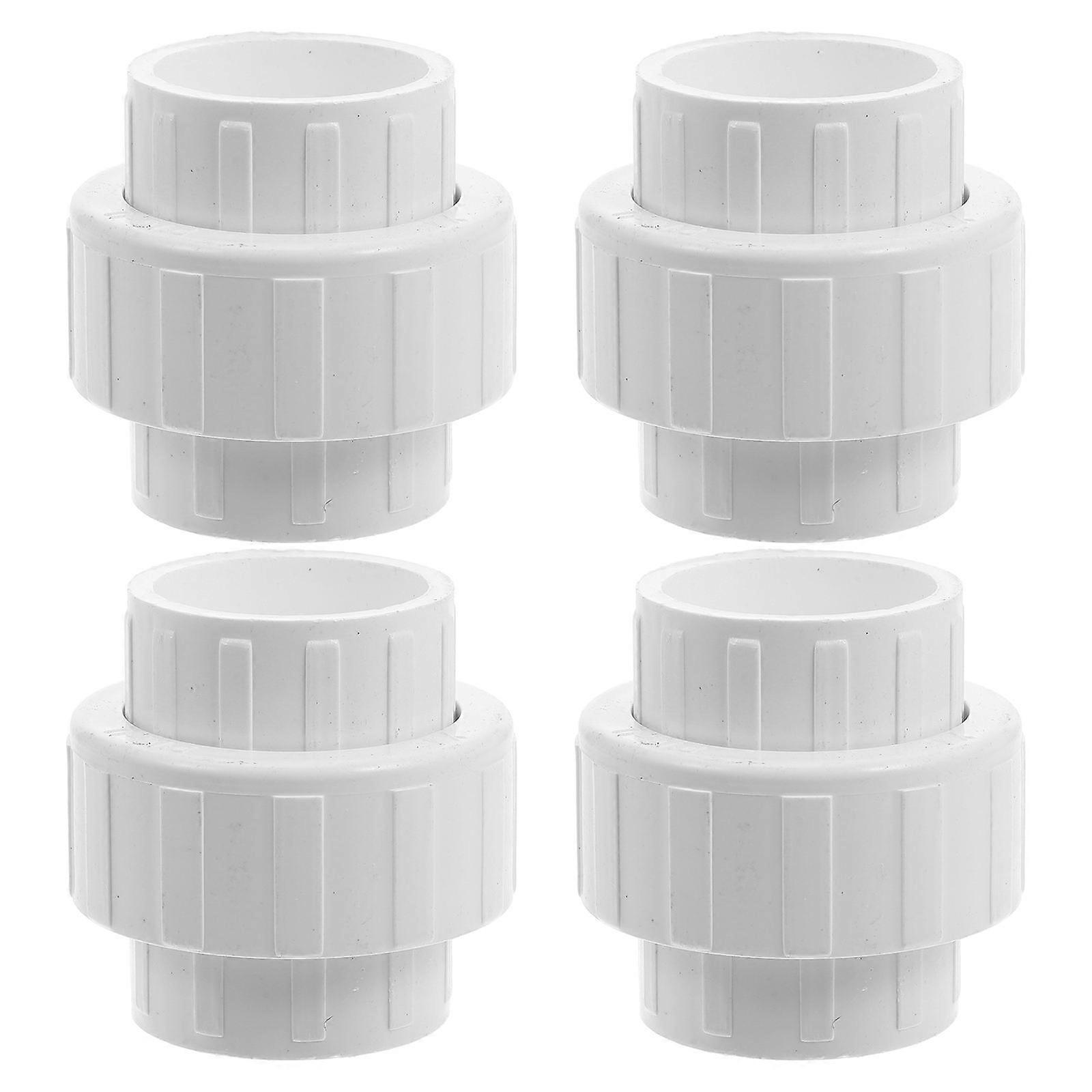 Pvc Union Coupling Pipes Fitting For Irrigation System White 6.70X6.20X6.20CM Ensure Secure Connection 4Pcs