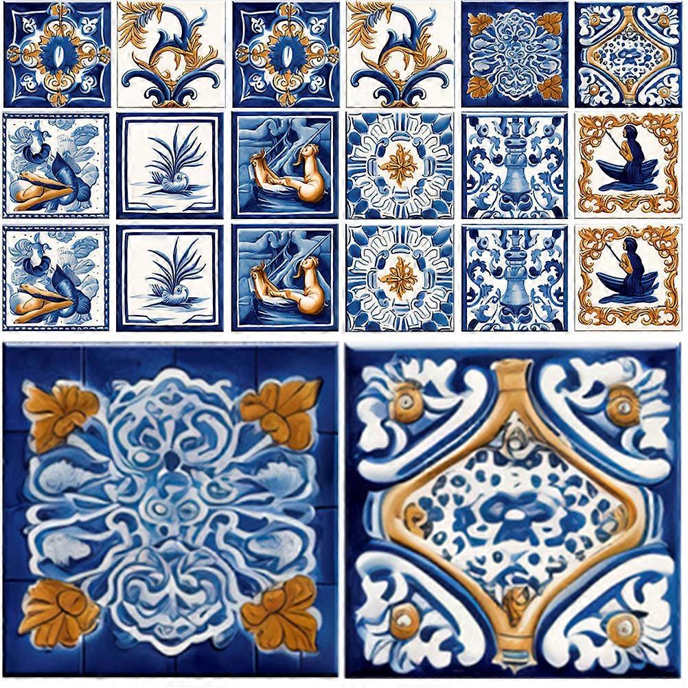 Decorative Tile Decals Square Floor Kitchen Tiles 15.00X15.00X0.10CM Waterproof 20Pack