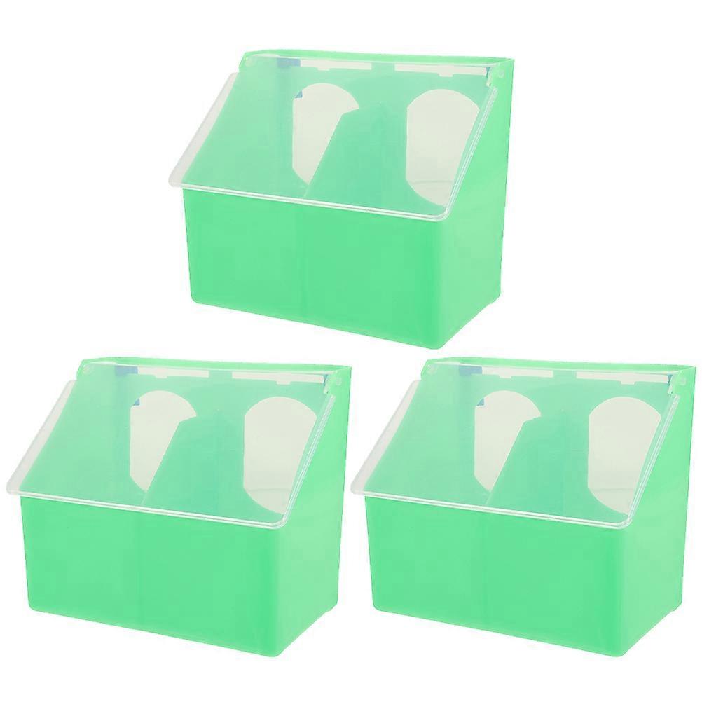 3pcs Durable Double Hole Hangable Bird Feeder Box with Lid for Parrots and Budgies – Spatter Proof Food Storage Holder