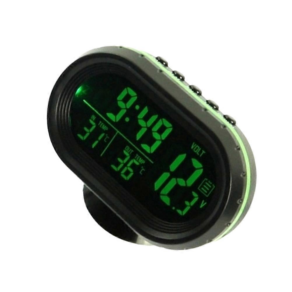 Dashboard Electronic Clock For Car Rectangular Shape Green Color Calendar Function 1Pack