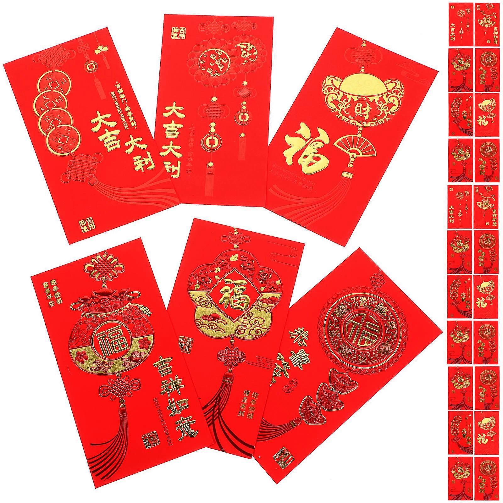 Bunny Year Red Packet Chinese Traditional Red Envelopes For Chinese New Year Blessing present 24Pcs