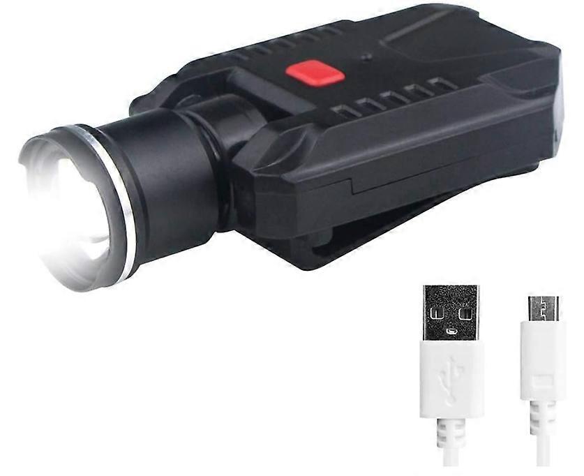 500 Lumens Clip-on Hat Light,USB Rechargeable Led Cap Light,No Red Ring and Aluminum Alloy Zoomable Head Baseball Hat Lamp(Black)