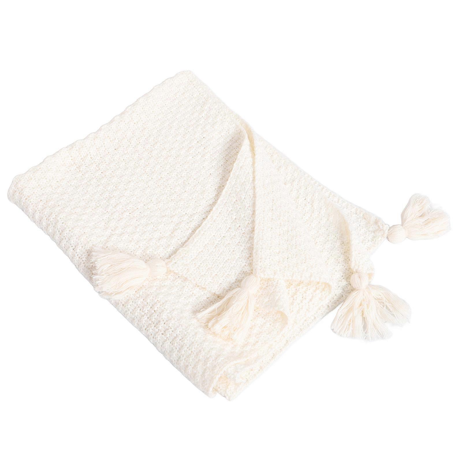 Nordic Style Cozy Knitted Throw Blanket Soft Nap Comfort Warmth Beige 1Pcs