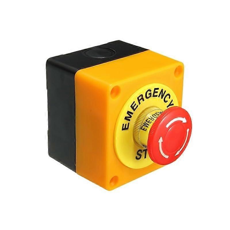 Emergency Stop With Protective Box 1NO 1NC 10A 660V 22mm Mushroom Red Head Rotary Push Button Switch