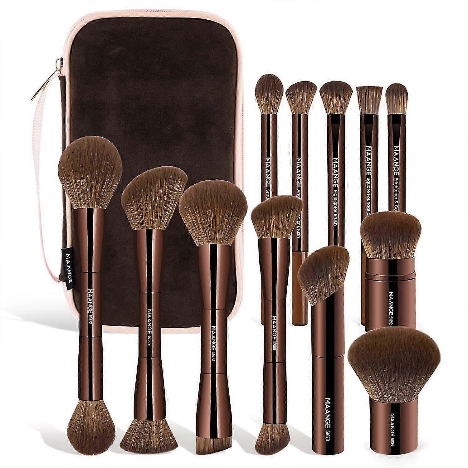 2025New style  Makeup Brush 12 Piece Set with Bag, Multi-Function Makeup Brush