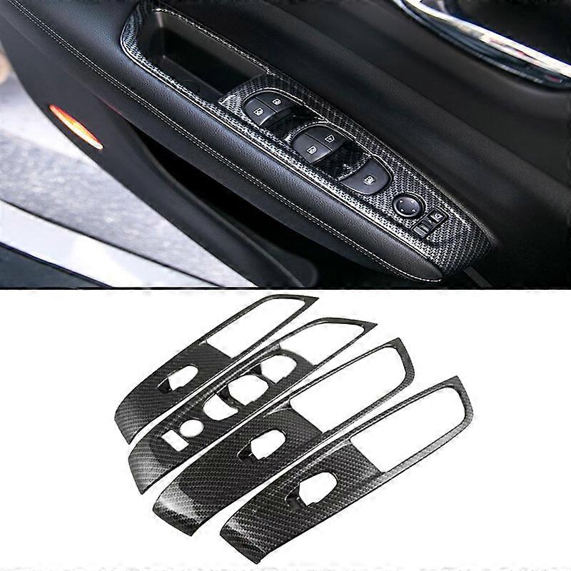 Carbon Fiber ABS Interior Car Door Mounted Panel With Window Switch Cover Trim Decorative For Renault Koleos 2017 2018 Accessories 4pcs