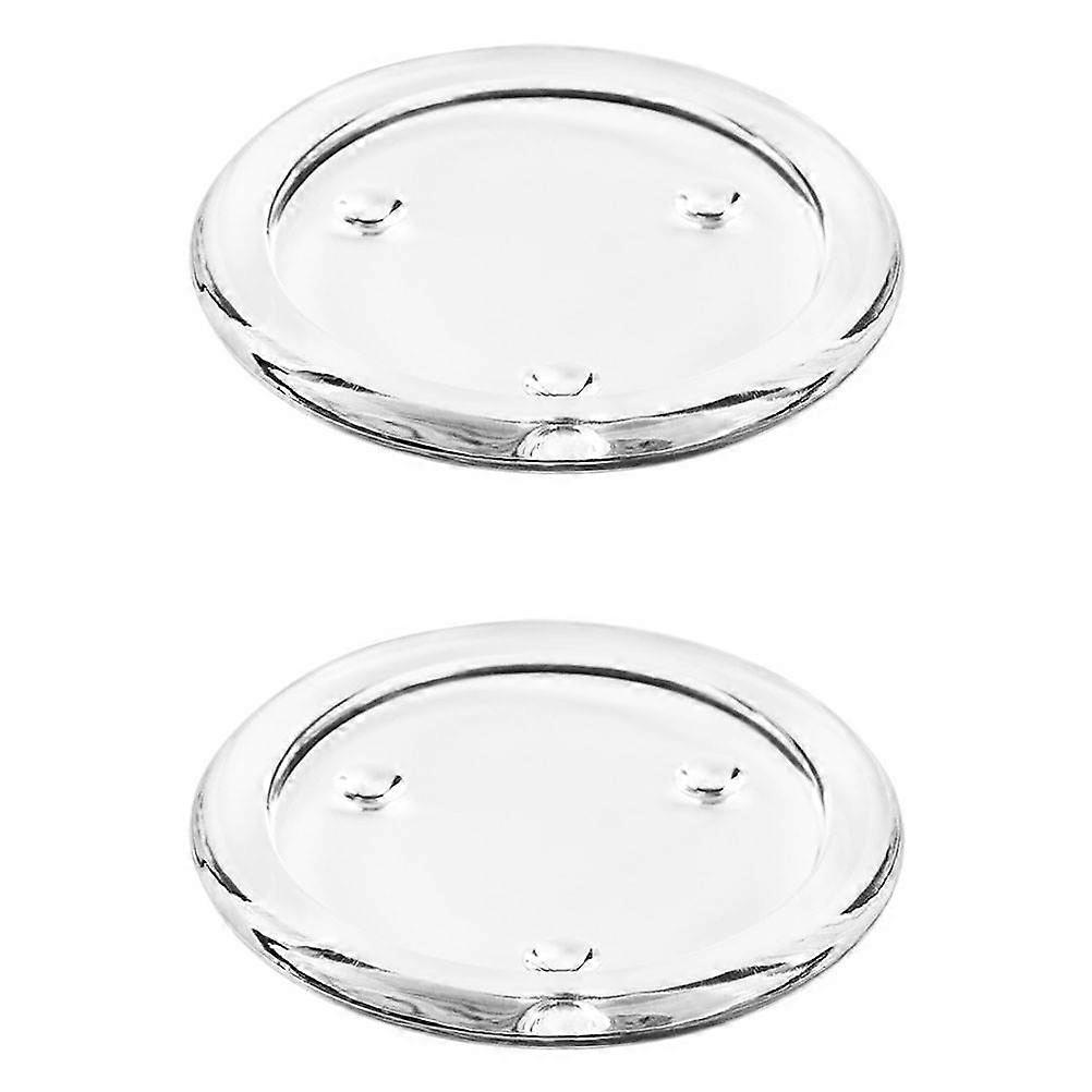 Farmhouse Table Centerpieces Round Candle Trays Glass Simple Design Home Decor 10.8X10.8X1.2CM Prevent Desktop Burns 2Pcs