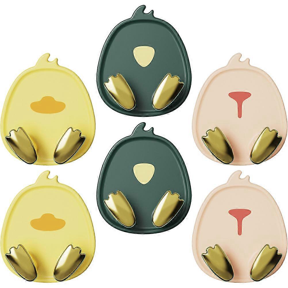 6pcs Multipurpose Traceless Adhesive Hooks, Cute Cartoon Design, Wall Sticky Hooks for Towel, Coat, Key Hanging, Kitchen & Bathroom Use, Hips
