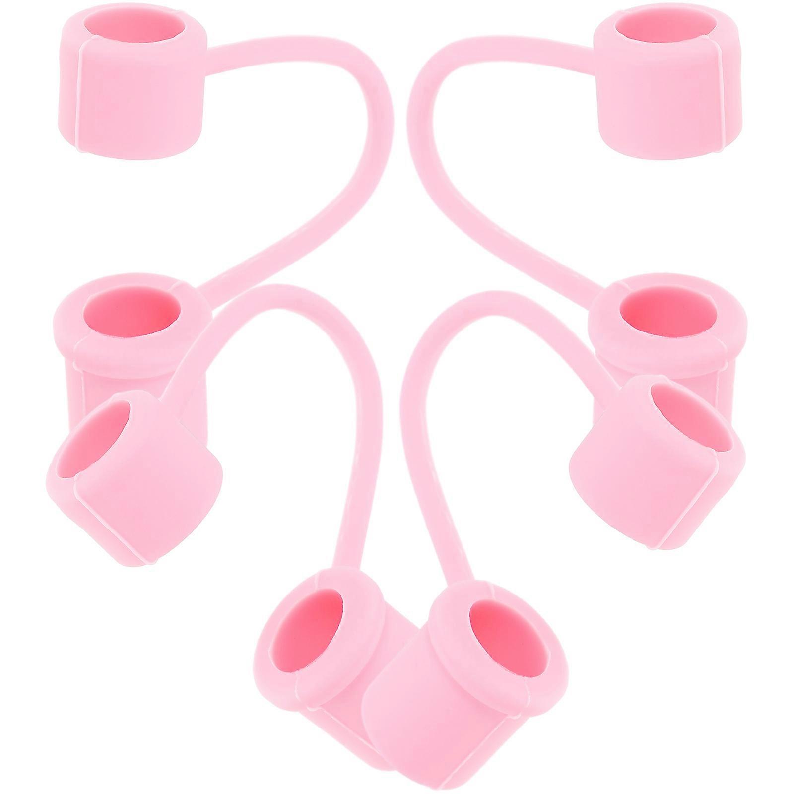 Drinking Straw Covers Reusable Drinking Straw Caps Silicone Toppers For Daily Use Pink 4Pcs
