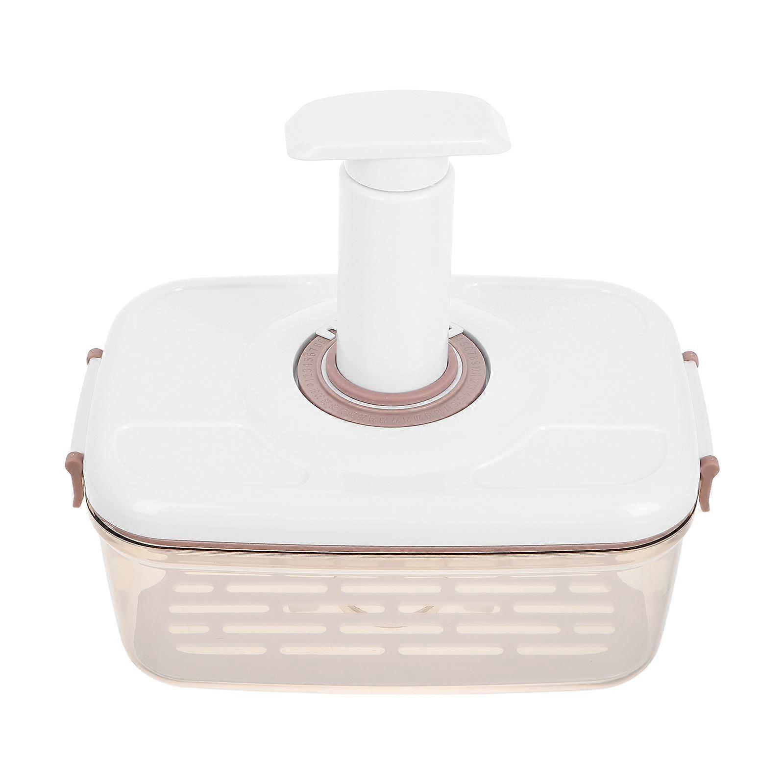 Vacuum Seal Container Food Storage Box Rectangular Beige 23.00X15.00X10.80CM 2.1L Capacity Space Saving 1 Set