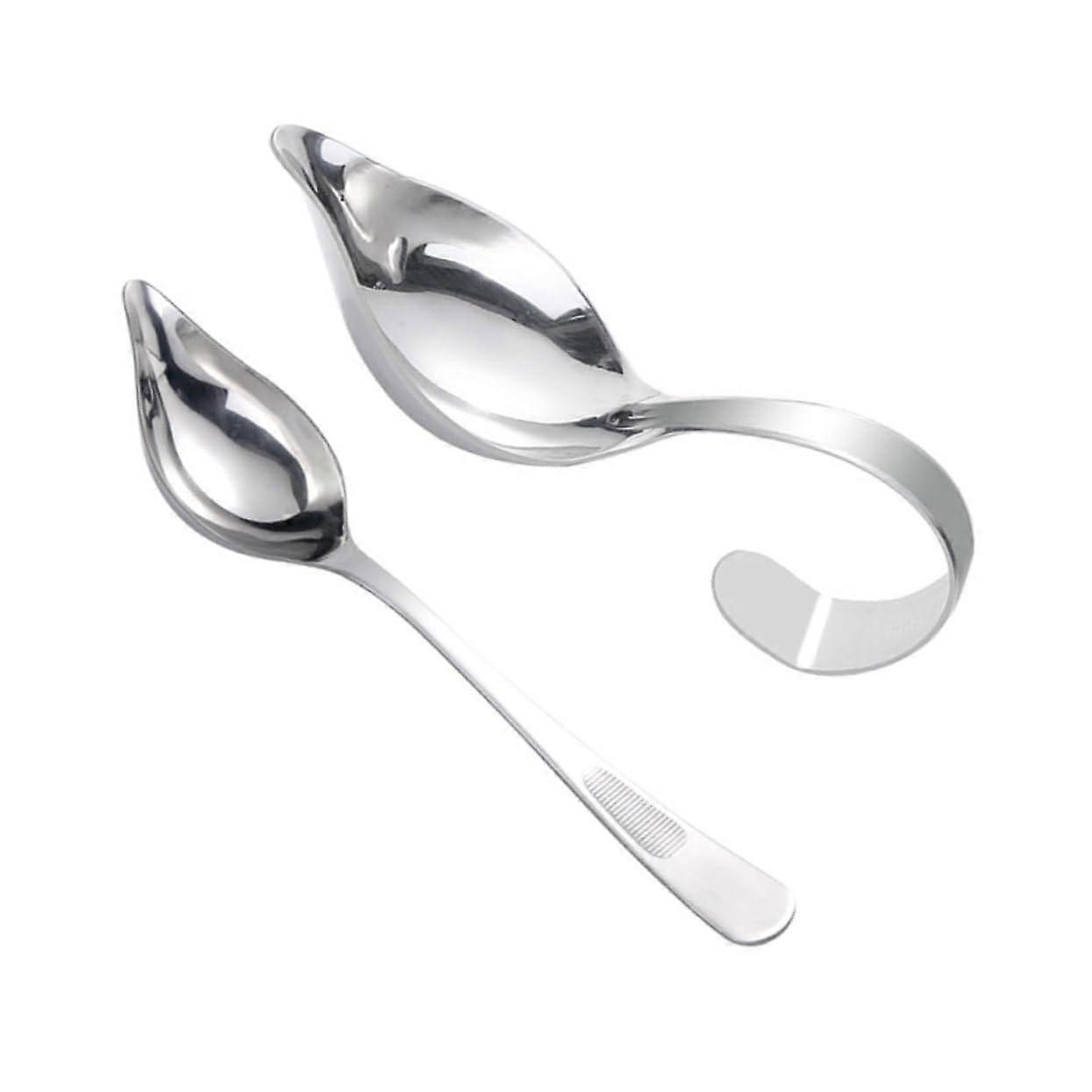 Stainless Steel Slotted Cooking Spoons Set of 2 for Sauces, Steak, and Household Use - Durable Rustproof Silver