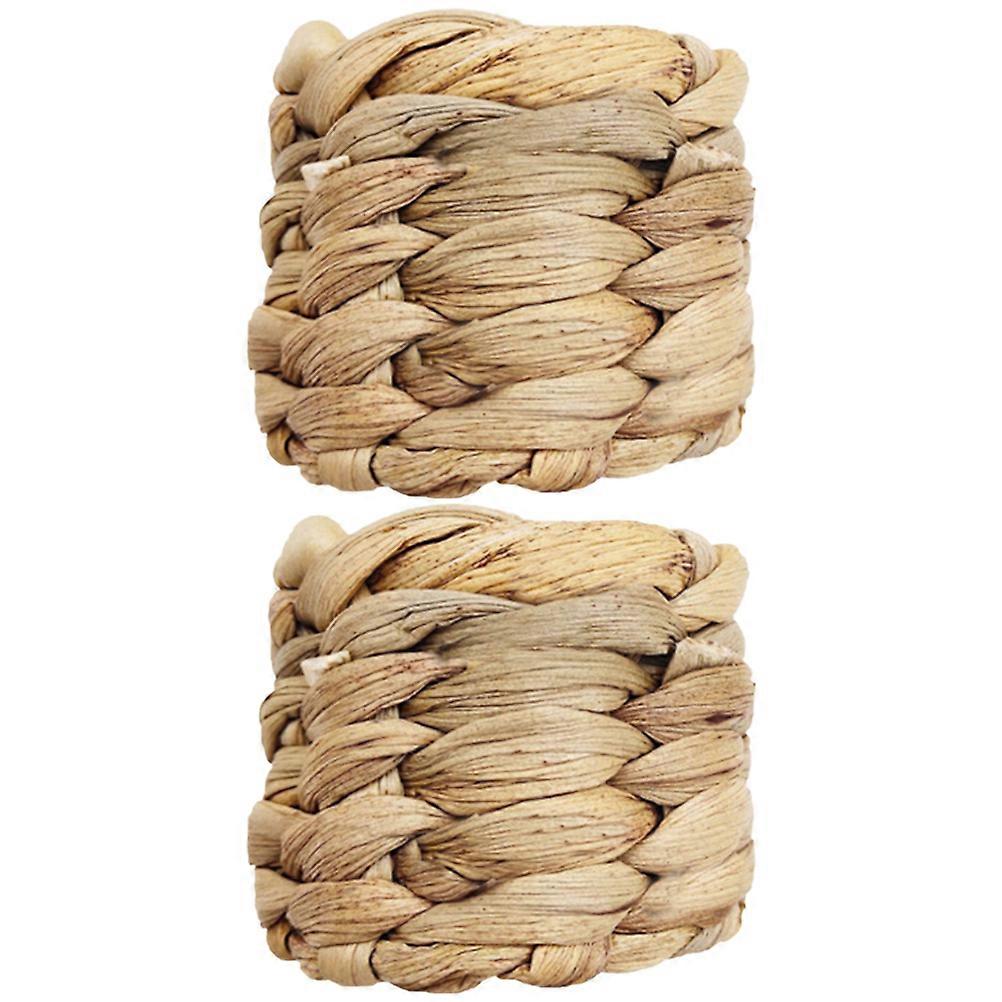 2pcs Woven Napkin Rings, Rustic Handmade Decorative Holders for Dining Table, Farmhouse Style Reusable Table Decor