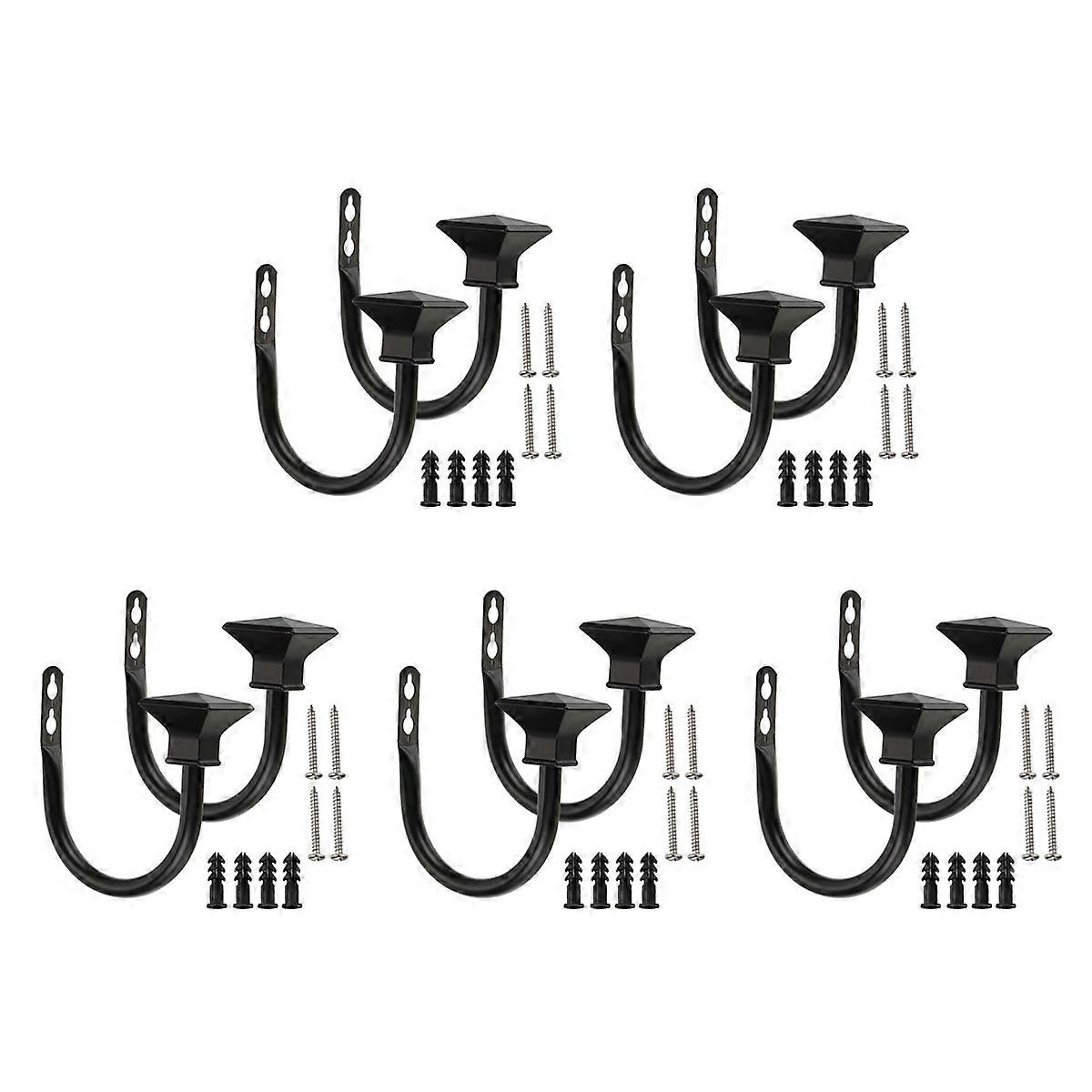Set of 2 Square Metal Decorative , Wall Mounted Window Drapery Black