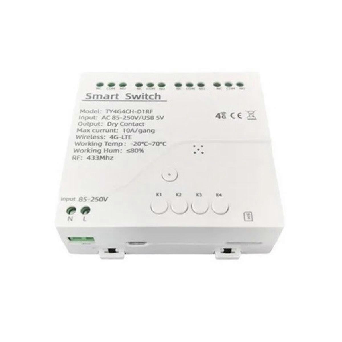 Tuya Smart Switch 4G LTE Relay with RF 433Mhz Smart GSM Switch APP Wireless Control 4G 4CH Remove C