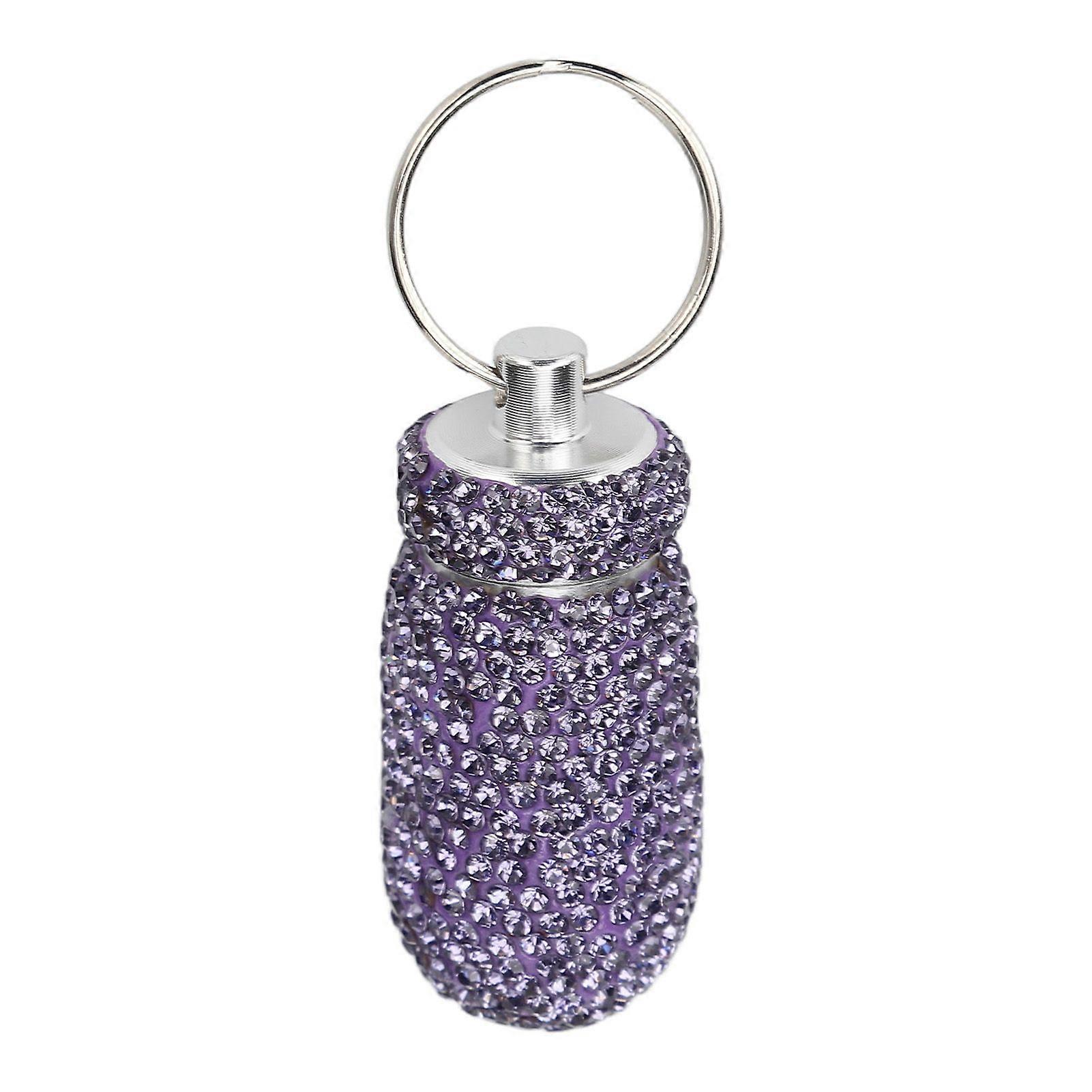 2025 Latest Model Purple Rhinestone Capsules Storage Case Container with Keyri...