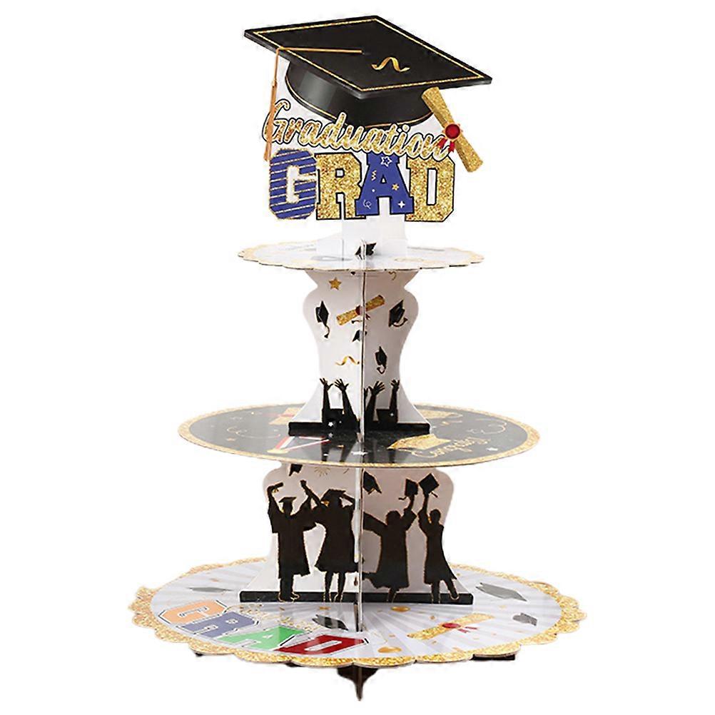 Paper Cupcake Rack Graduation Cupcake Holder Multi-Colored 3-Tier Round Food Display 1Set
