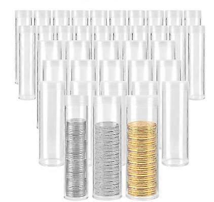8pcs Coin Holder: Transparent Coin Storage Tubes with Caps - Plastic Holders for Quarters and Collectibles - Tubes for Collection and Protection Suppl