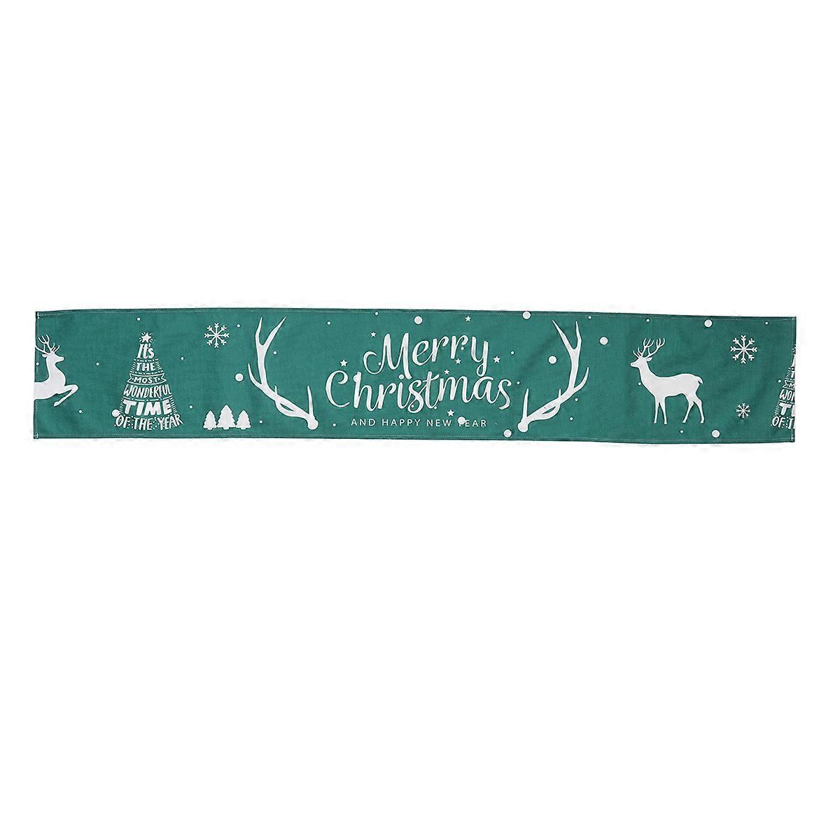 Holiday Table Runners Dark Green Christmas Deer Tablecloth Merry Christmas Design Wedding 160*30CM 1Pcs