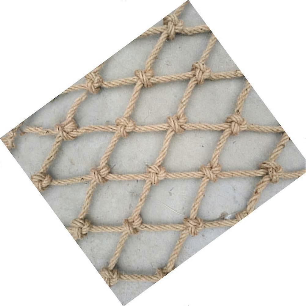 Cargo Net Yellow Hemp Rope 2x2m, Multipurpose Net For Trucks, Fence, Garden, Climbing And Stair Net