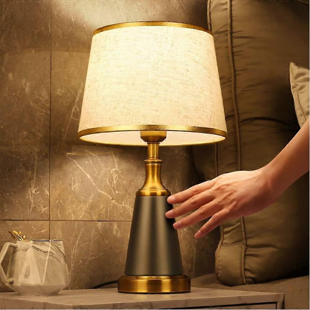 Table or Bedside Lamps, Table Lamp with Fabric Shade, Metal Table Lamp, D25 x H45, E27 Lamp, Bulb Not Included (B)