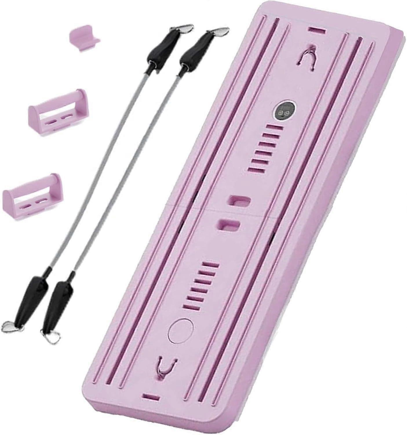 Pilates Reformer Set: Foldable Space-Saving Board for Home, Adjustable Equipment with Timer - Pink