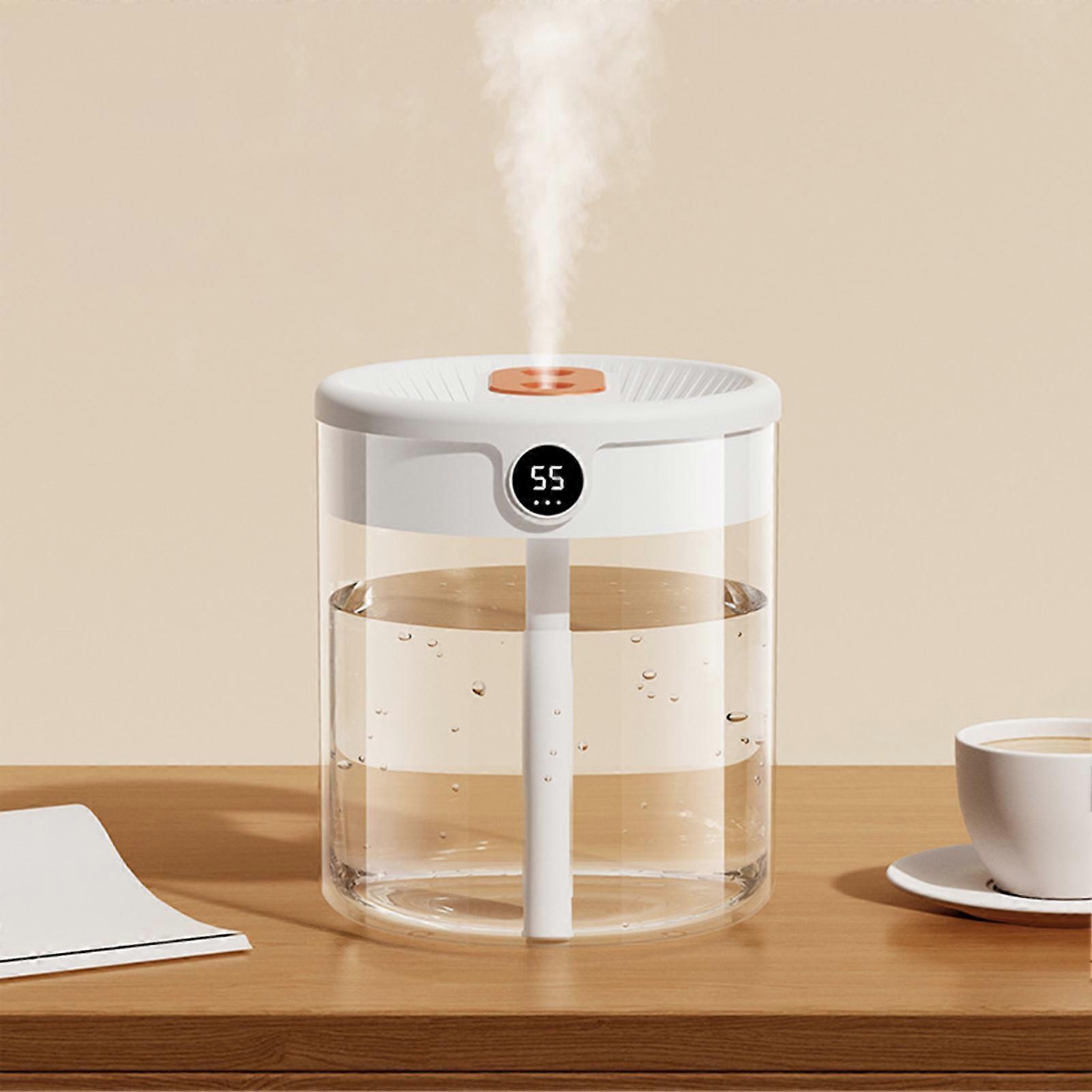 2L Double Nozzle Air Humidifier USB Double Jet Humidifier with LCD Humidity Display Large Capacity Aroma Oil Diffuser for Home Bedroom White 