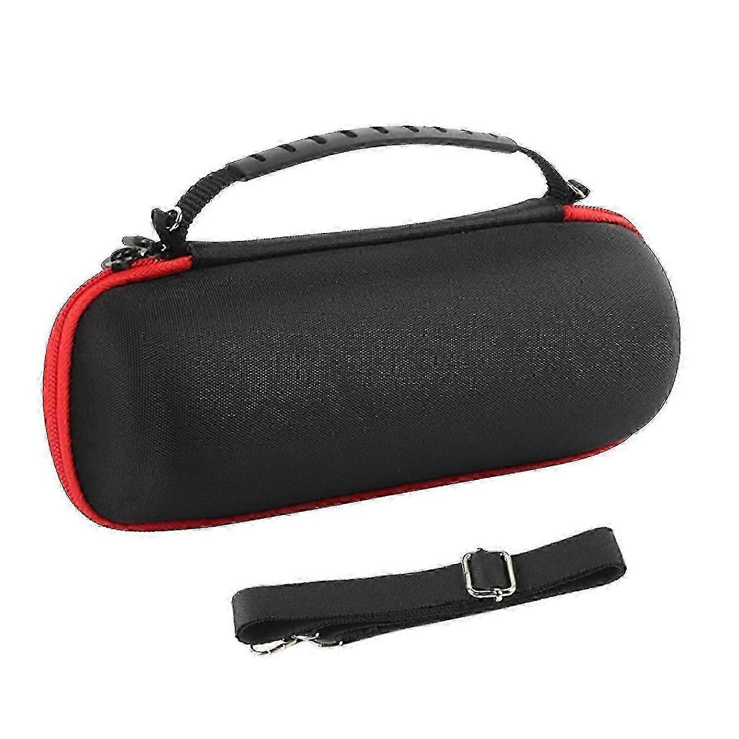 Portable Shockproof Waterproof Speaker Hard Case with Shoulder Strap Red Interior