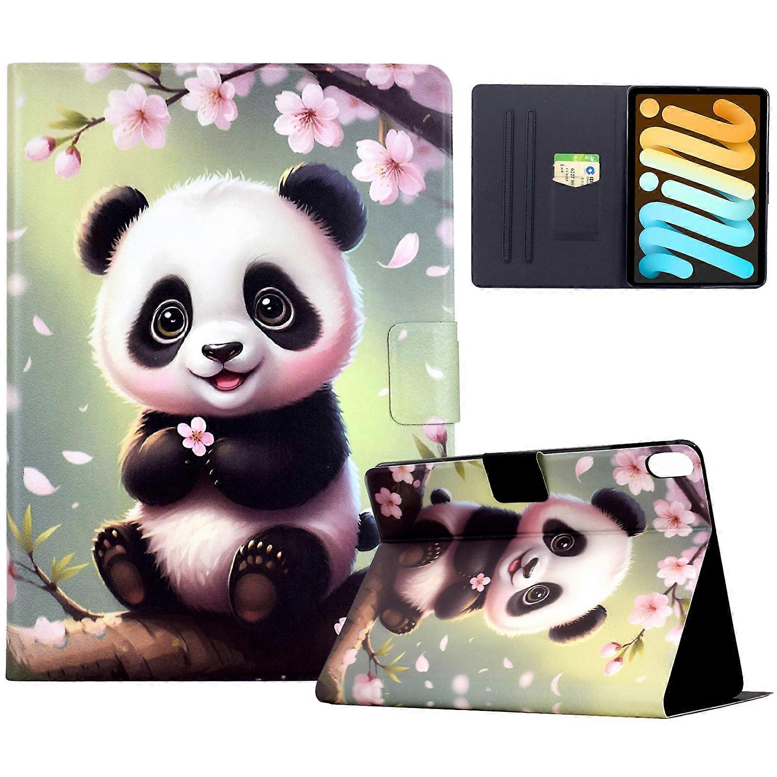 Stand Case für iPad mini (2024) (2021) Musterdruck Tablet Lederhülle mit Auto Wake Sleep Sakura Panda