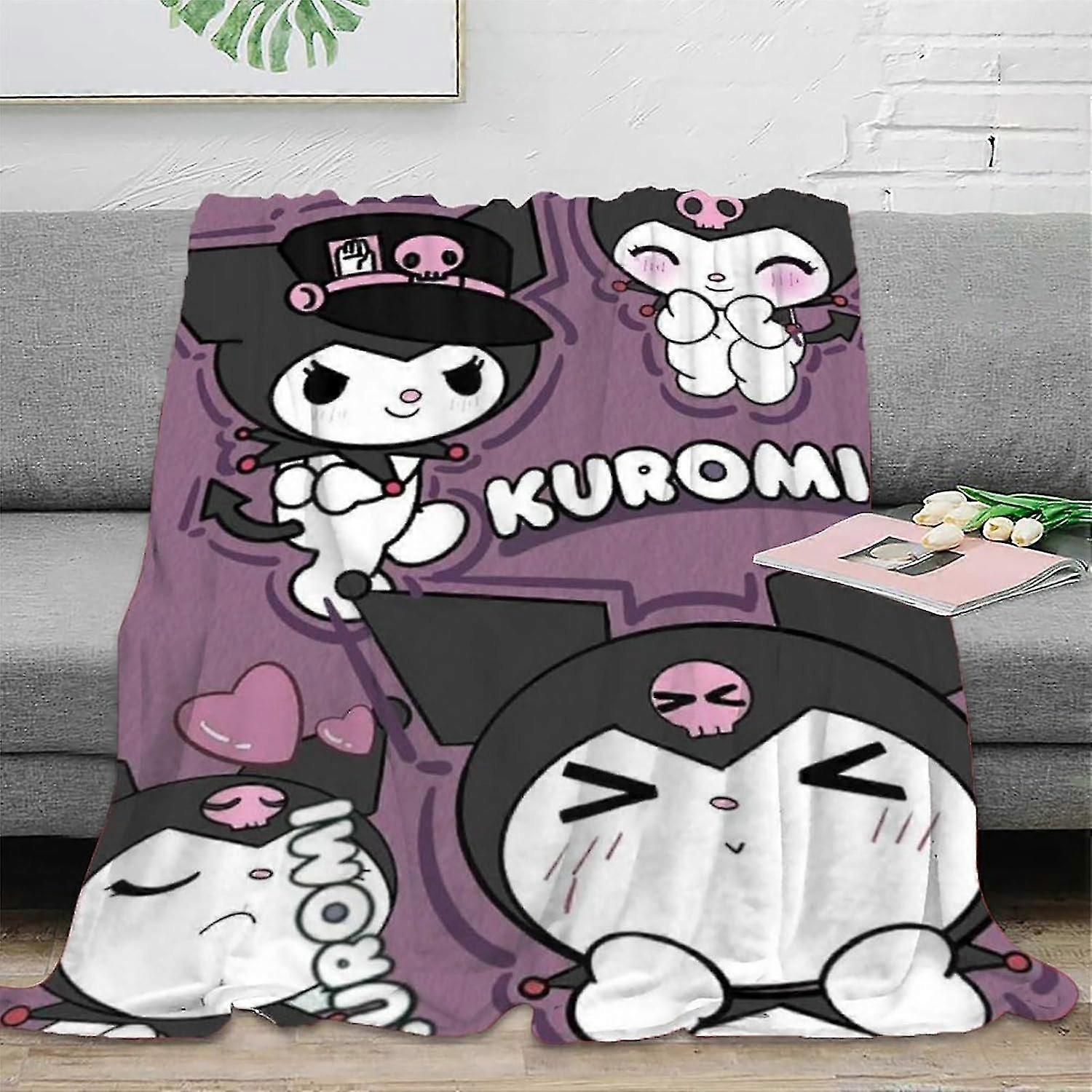 Flannel Throw Blanket with 3D Kuromi Print, Lightweight and Soft Plush Blanket for Comfortable Use