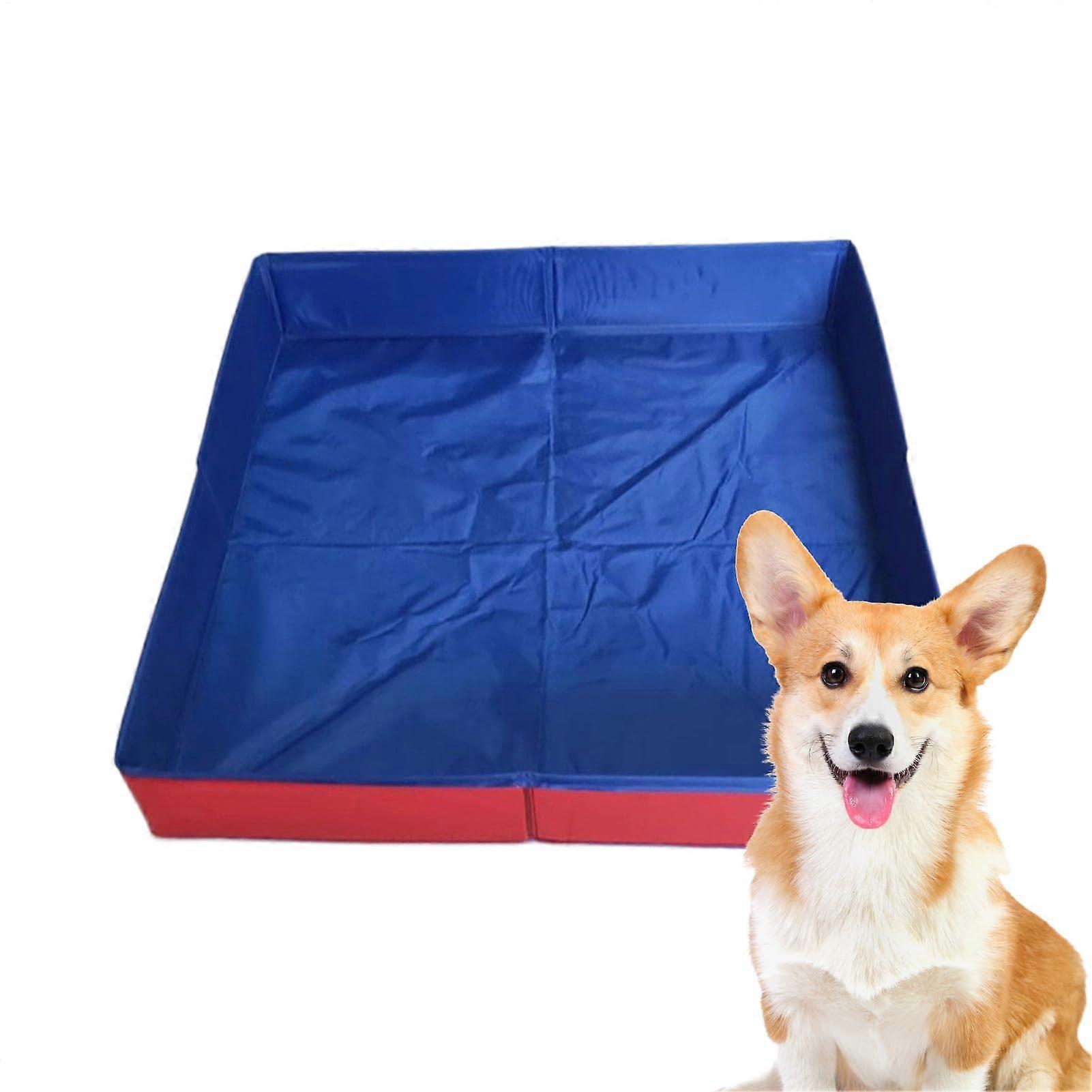 Dog Bathing Pool - Foldable PVC Dog Bathtub, Space-Saving Non-Inflatable, Non-Slip Puppy Splash Pool for Indoor Outdoor Use, Red