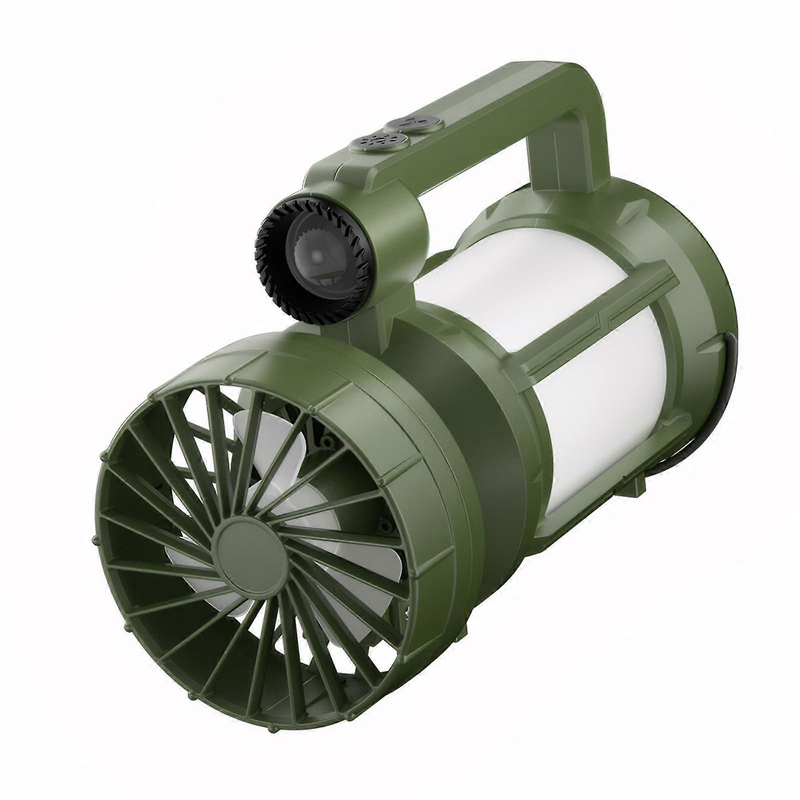 Solar Camping Light USB Rechargeable Tent Light 160 Lumens Portable Light With Fan Type-C Emergency Light Green