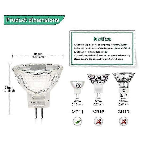 MR11 halogen lamp (set of 12), GU4 halogen lamp 12V 20W, MR11 GU4 dimmable lamp for ceiling lighting