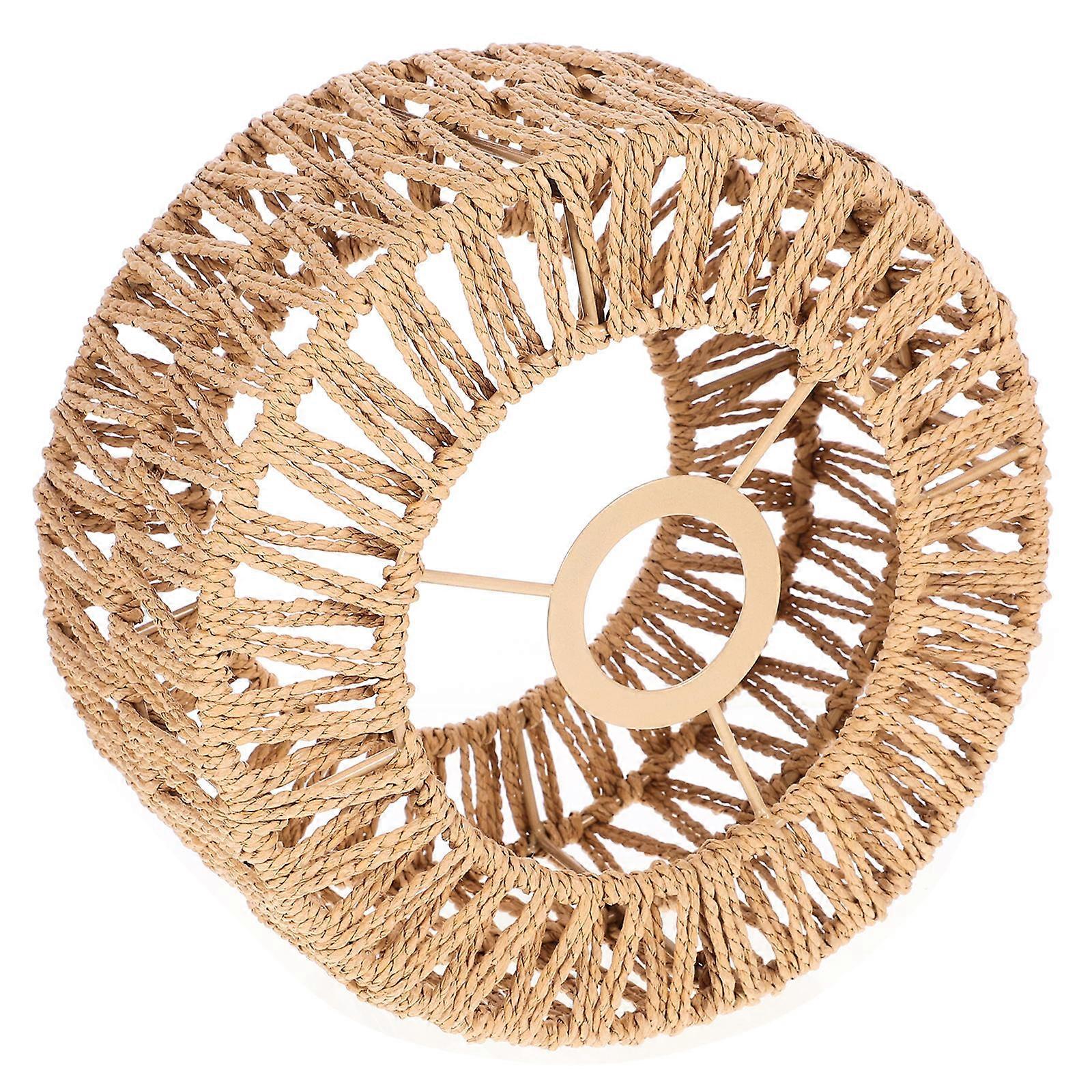 Cotton Rope Hand Woven Lampshade Straw Rope Woven Lampshade Tea Room Ceiling Lamp Small 22.00X22.00X11.00CM Light Diffusion 1Pcs