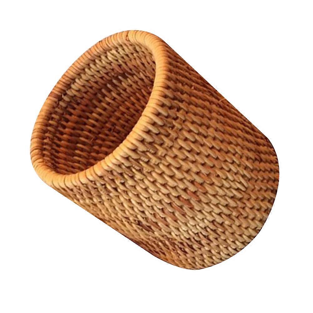 Round Woven Basket Bamboo Material Tea Utensils Holder Creative Design Business present 8x8x10cm Multi-Purpose Container 1Pc