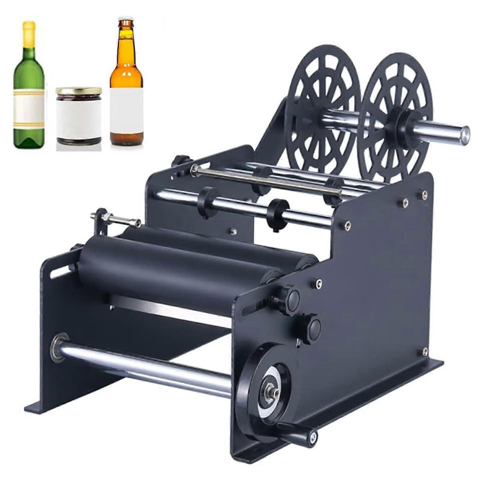 Manual labeling machine for round bottles, adjustable size, 15–120 mm